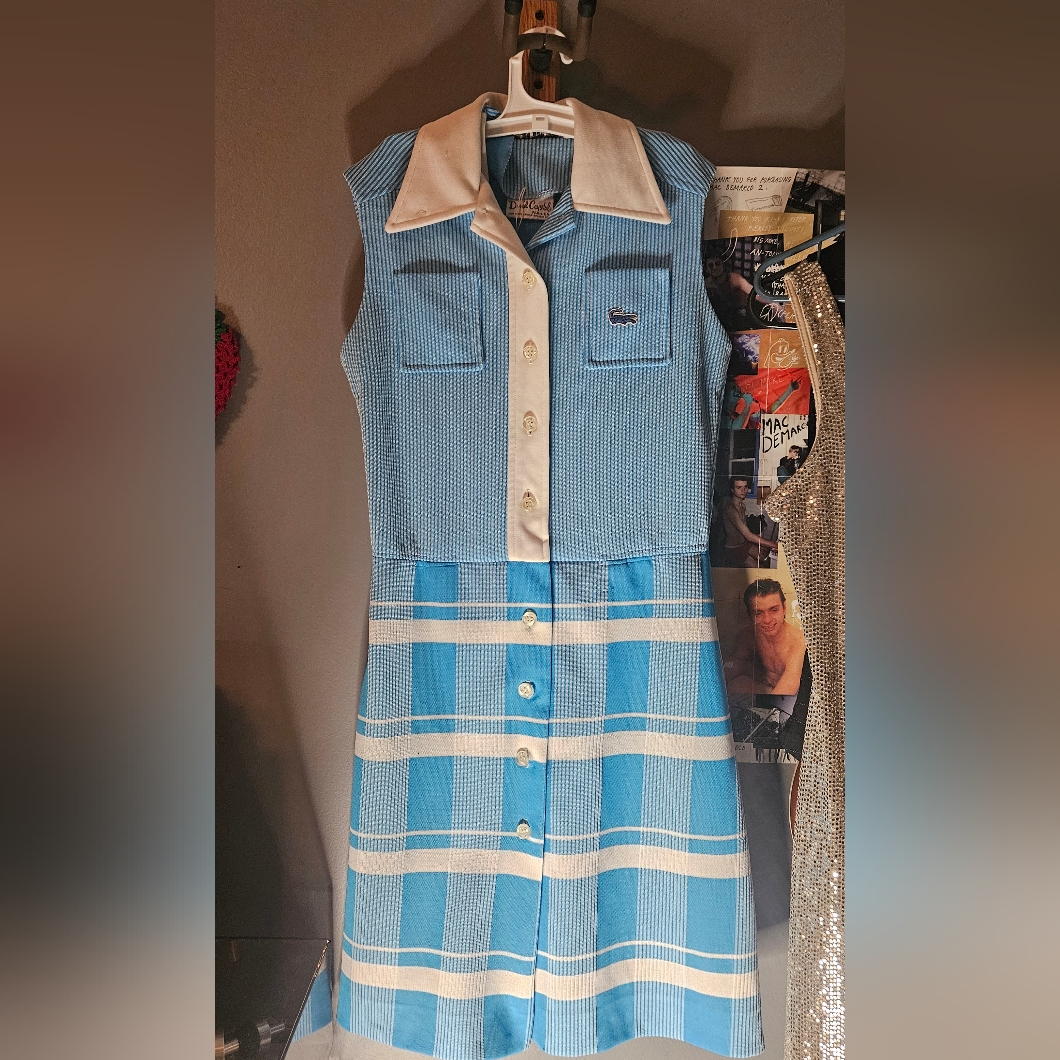 David Crystal Blue And White Vintage Romper Dress